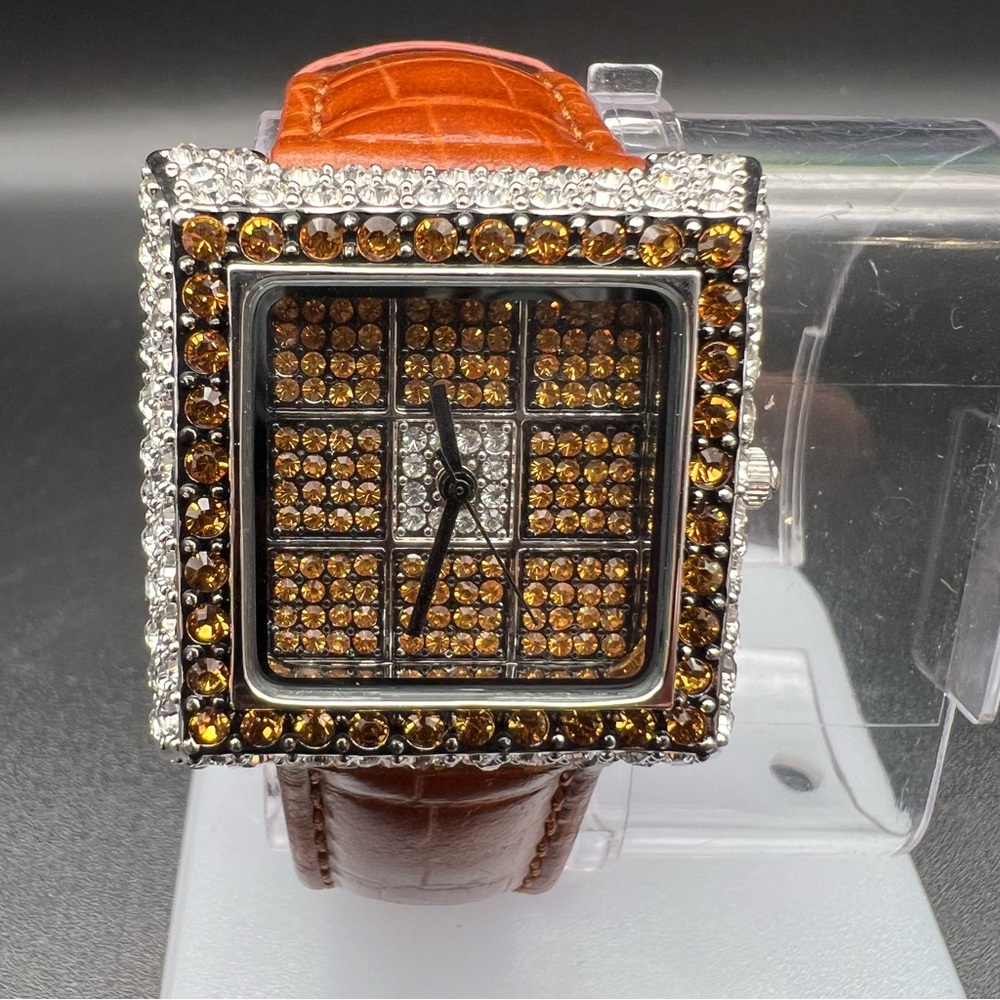 Adrienne Quartz Watch Women Silver Brown Rhinestone *Needs Battery* 0142/5000